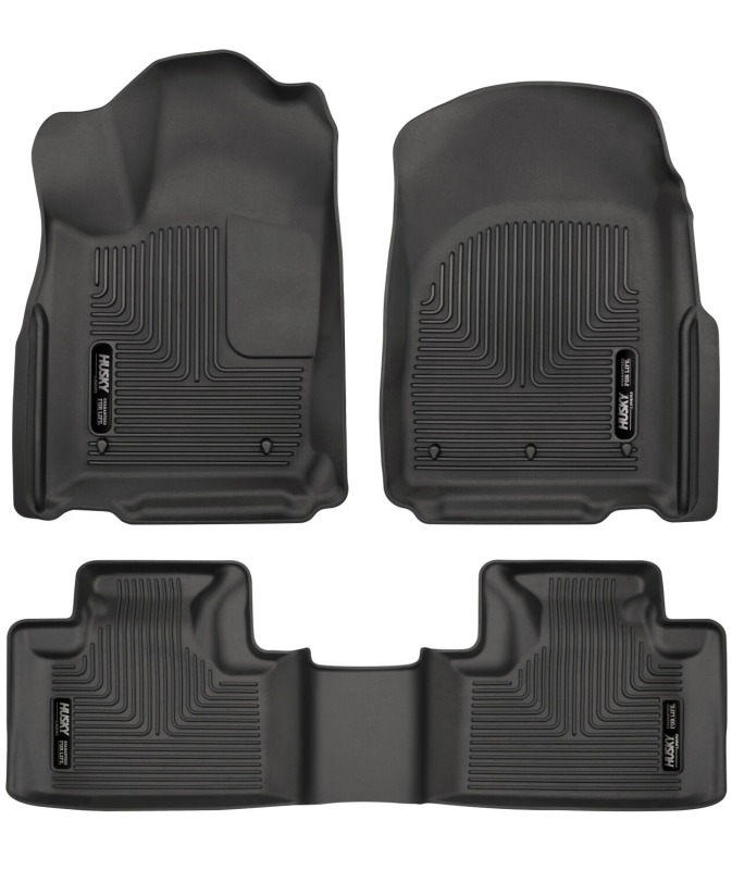 Dodge Durango Floor Liners - Front + 2nd Row - Husky Liners - WeatherBeater - Black - `11-`13